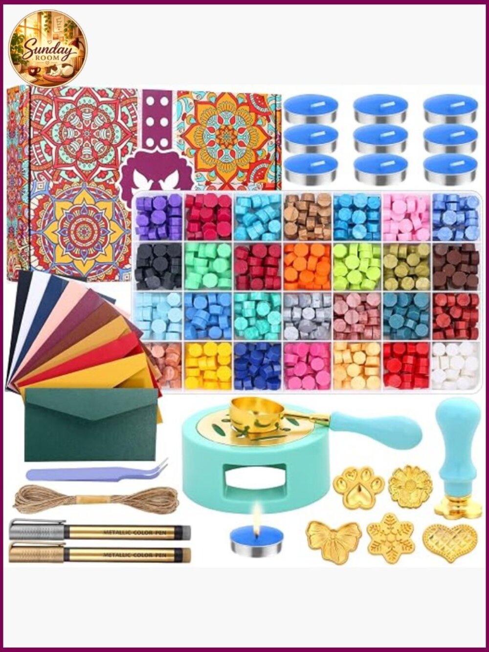 790pc Wax Seal Stamp Kit with Warmer, Beads, Stamps, Envelopes, Gift Box for - Picture 1 of 7